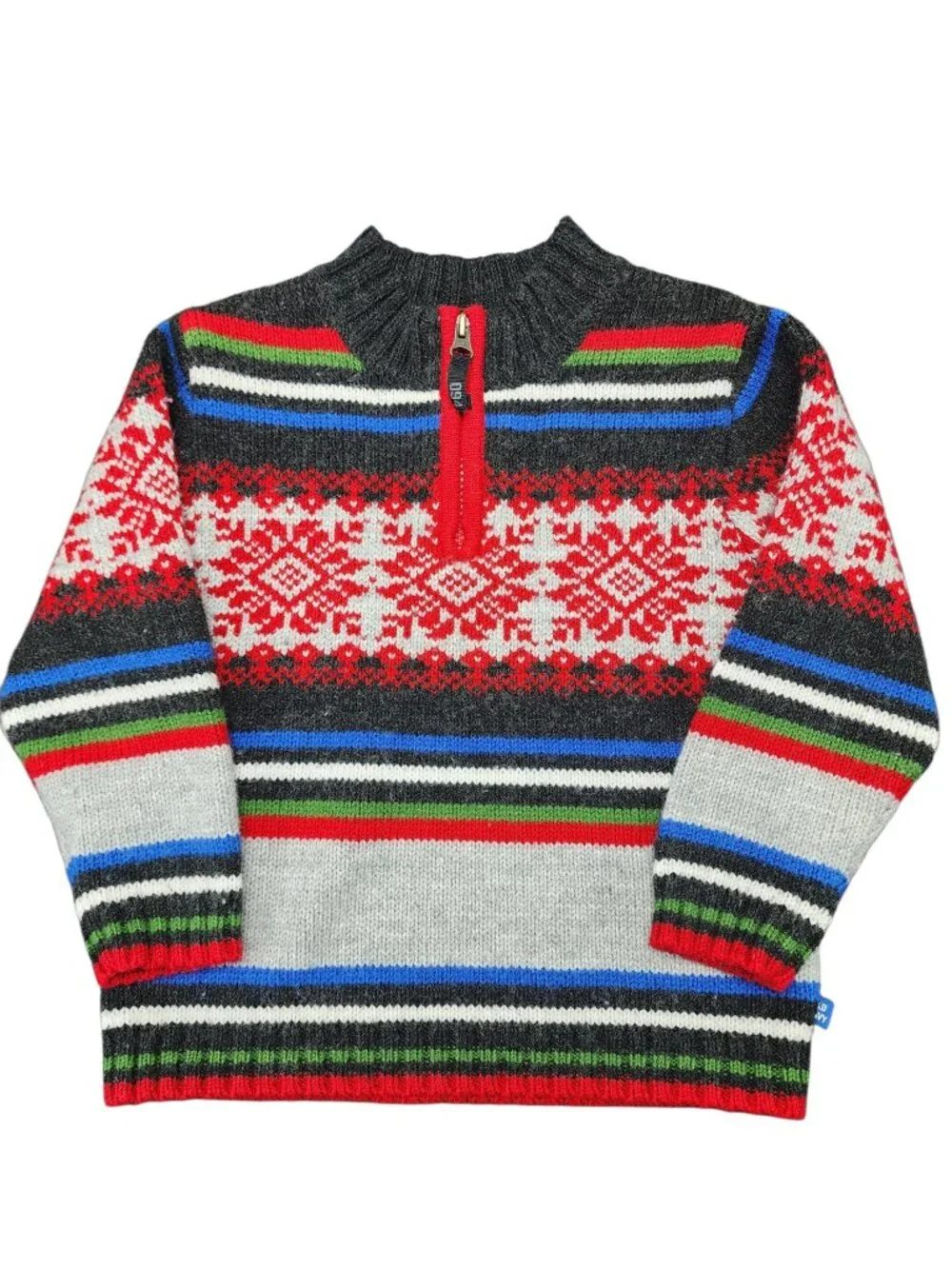 Old Navy Kids Knit Sweater Size 4T Fair Isle Nordic Christmas Pattern 1/4 Zip